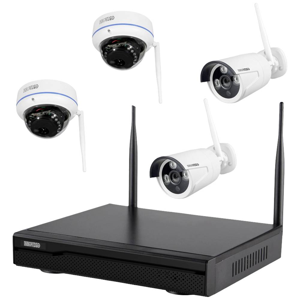Image of Inkovideo INKO-22M-D in22md Wi-Fi IP-CCTV camera set 4-channel incl 4 cameras 1920 x 1080 p
