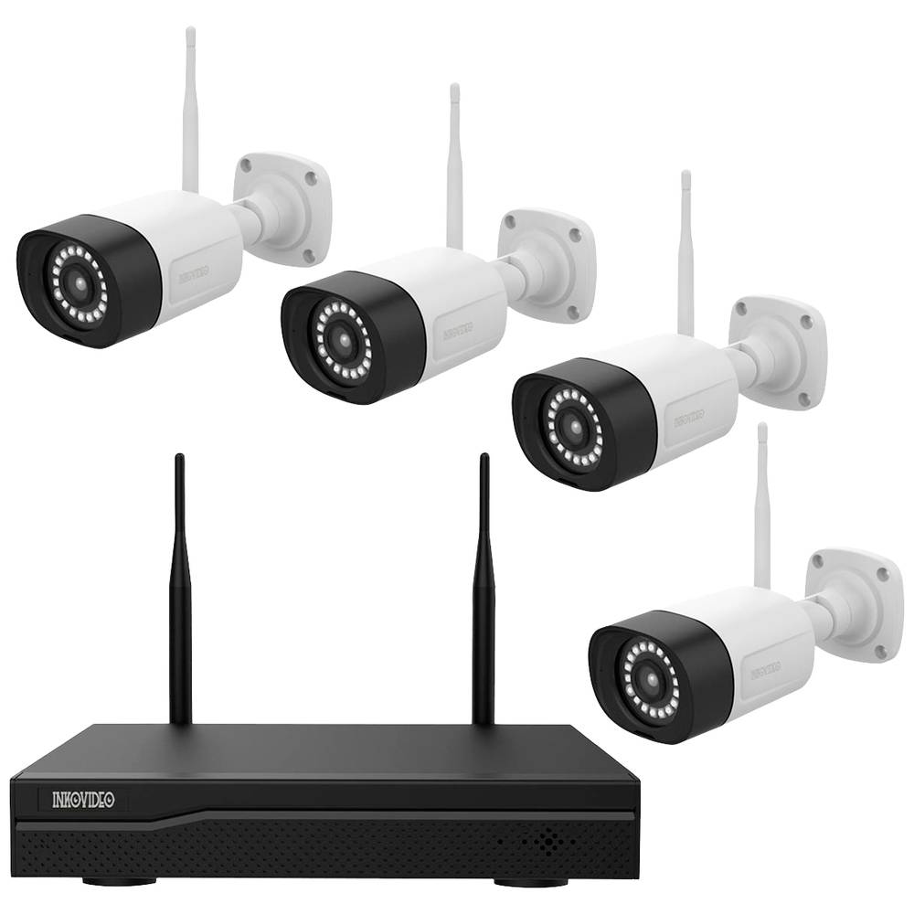 Image of Inkovideo INKO-24M Wi-Fi IP-CCTV camera set 4-channel incl 4 cameras 1920 x 1080 p