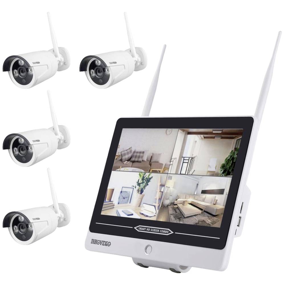 Image of Inkovideo INKO-AL3003-4 Wi-Fi IP-CCTV camera set 4-channel incl 4 cameras 1280 x 960 p