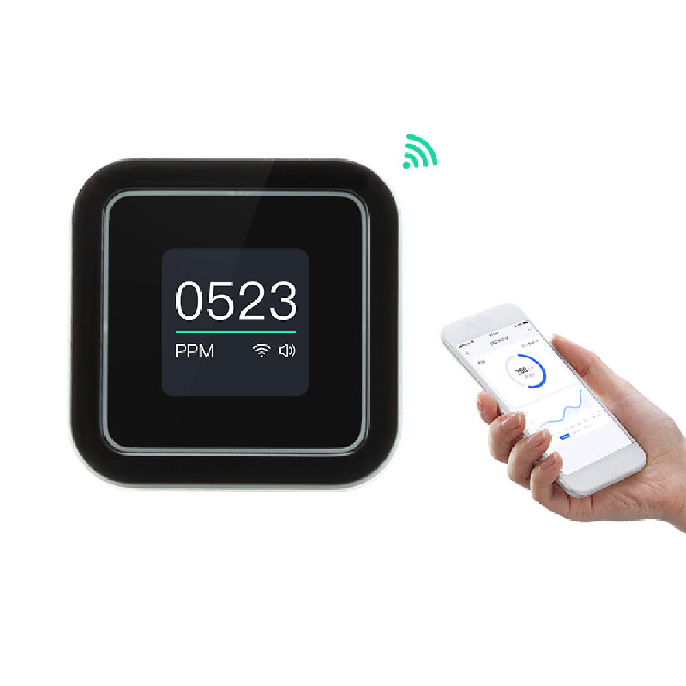 Image of Intelligent Carbon Dioxide Meter WIFI Carbon Dioxide Detection Instrument Monitoring Over Standard Alarm With Clock Moni