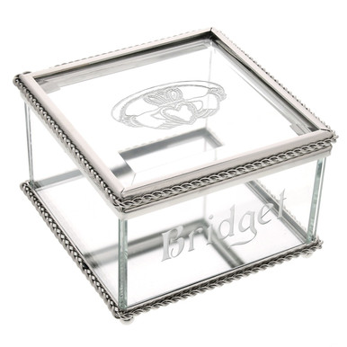 Image of Irish Claddagh Glass Box