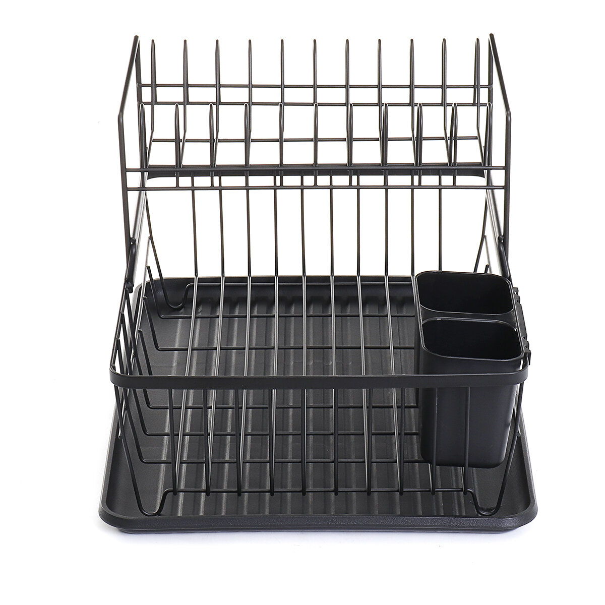 Image of Iron Dish Rack Double Layer Drainer Shelf for Kitchen