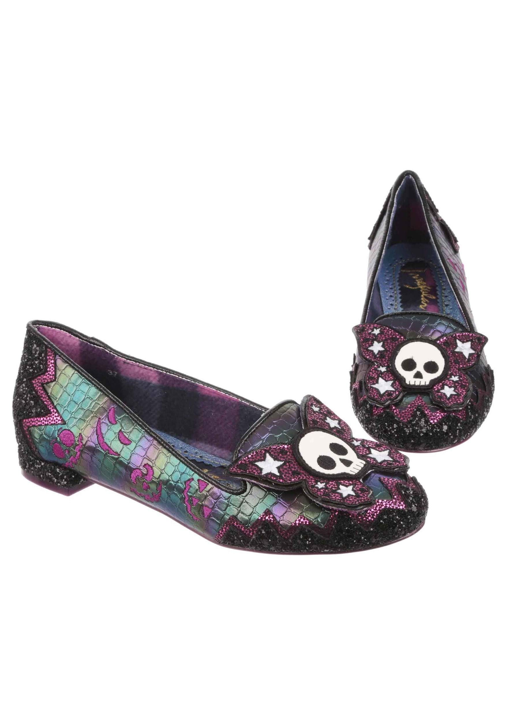 Image of Irregular Choice Deadly Skull Kiss Flats ID IRR4329-84A-8.5