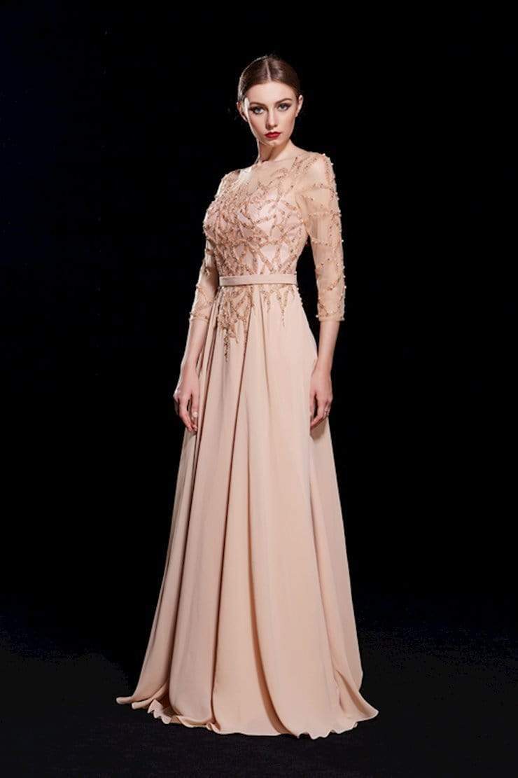 Image of J'Adore Dresses - J12061 Bead Embellished A-Line Evening Dress