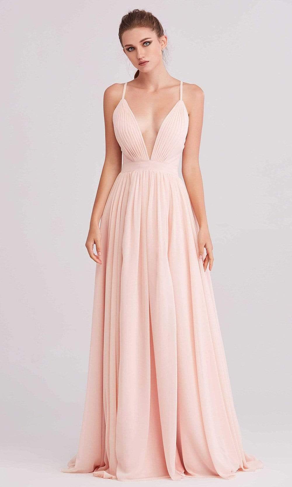 Image of J'Adore Dresses - J15005 Deep V Neck Chiffon A-line Gown