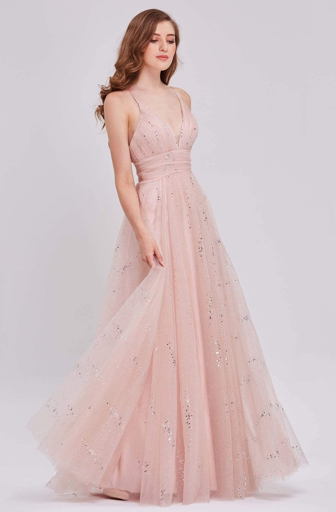Image of J'Adore Dresses - J16052 Ruched V-Neck A-Line Gown