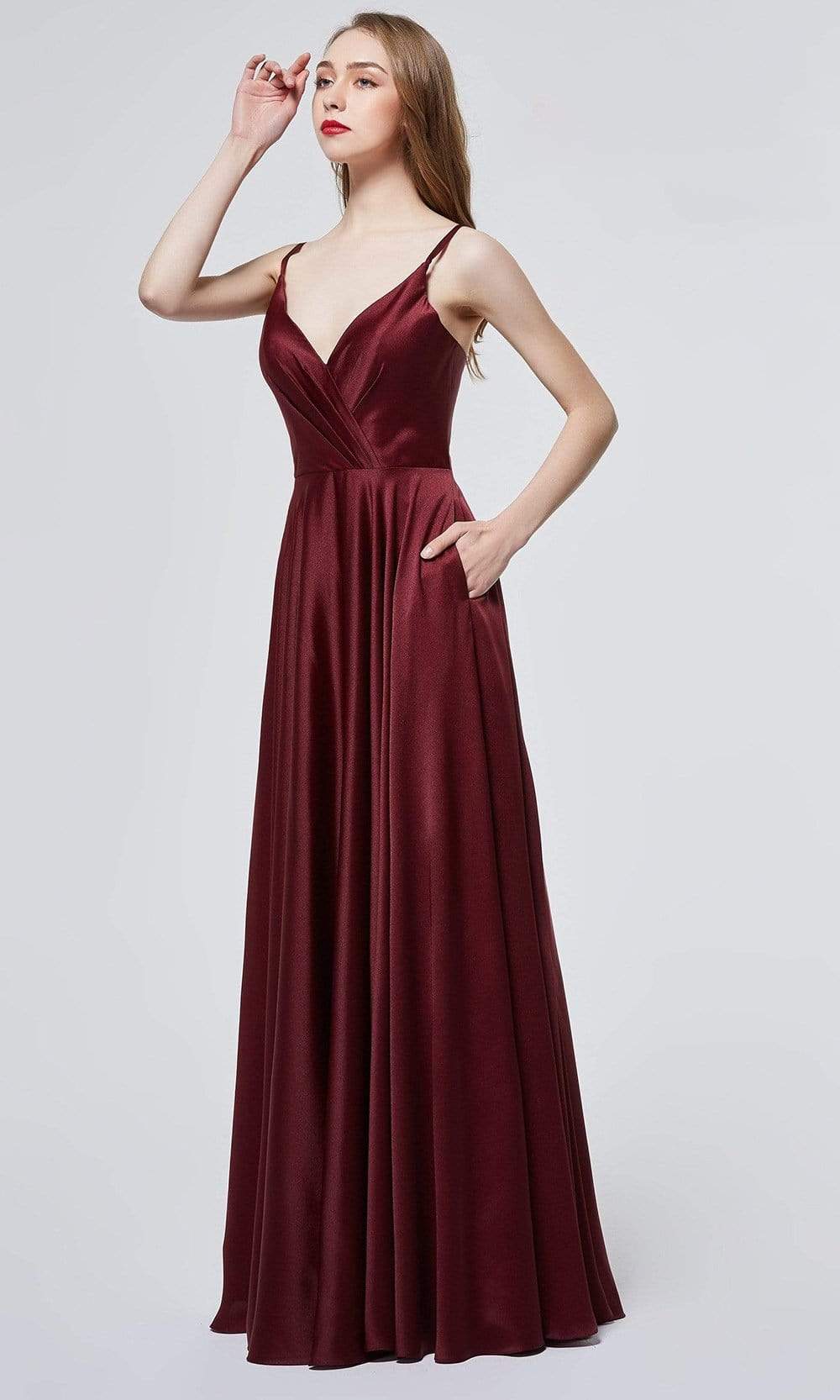 Image of J'Adore Dresses - J19025 Flowy V Neck A-line Dress