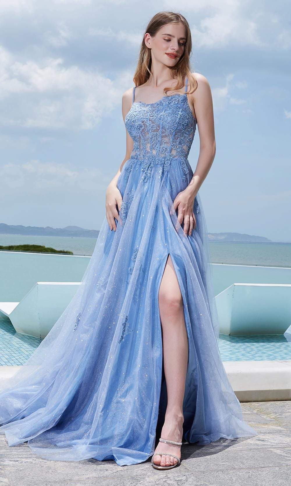 Image of J'Adore Dresses - J20006 Lace Applique Corset Gown