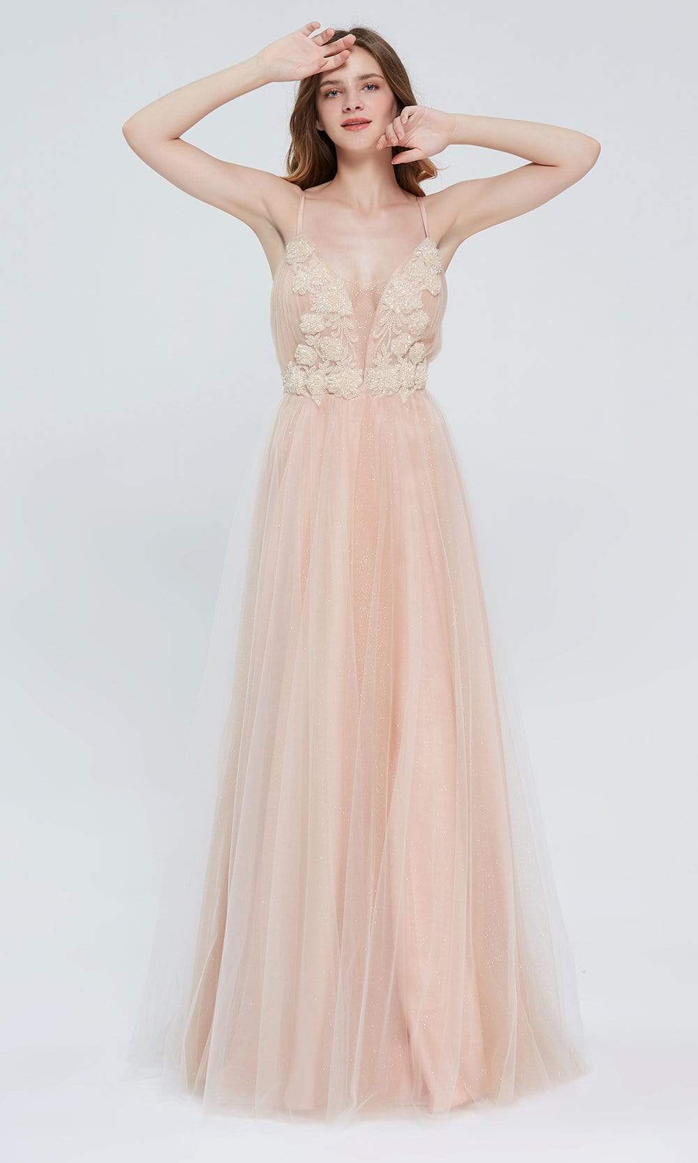 Image of J'Adore Dresses - J20008 Plunging V-Neck Glitter Ballgown