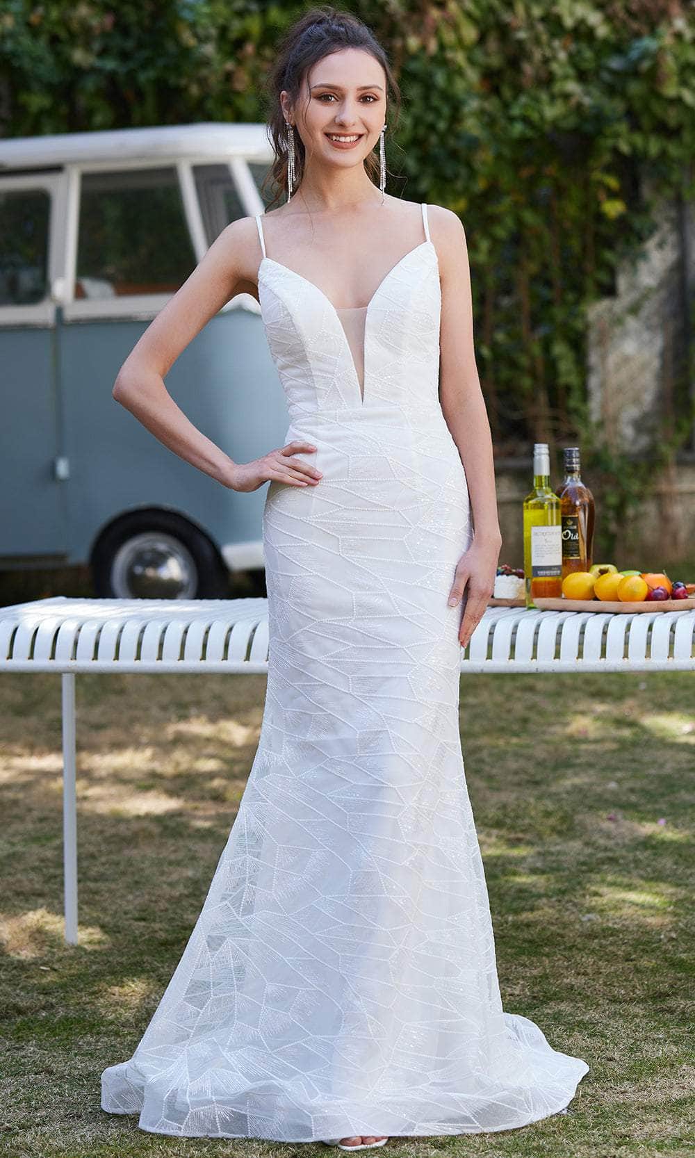 Image of J'Adore Dresses J21017 - Sleeveless V-Neck Long Dress