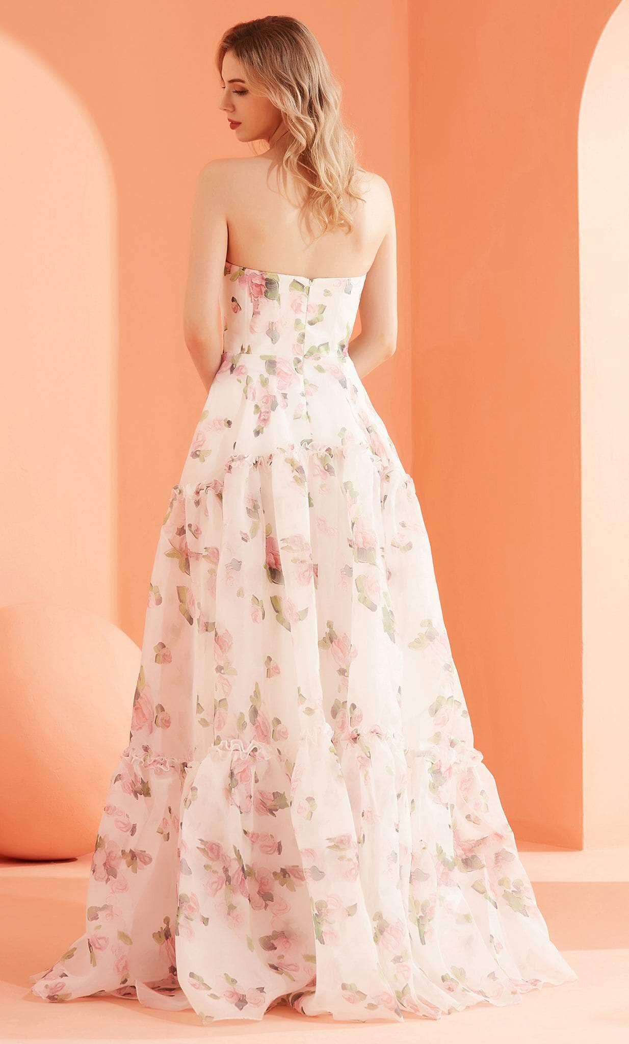 Image of J'Adore Dresses J22008 - Floral Frilled Prom Dress