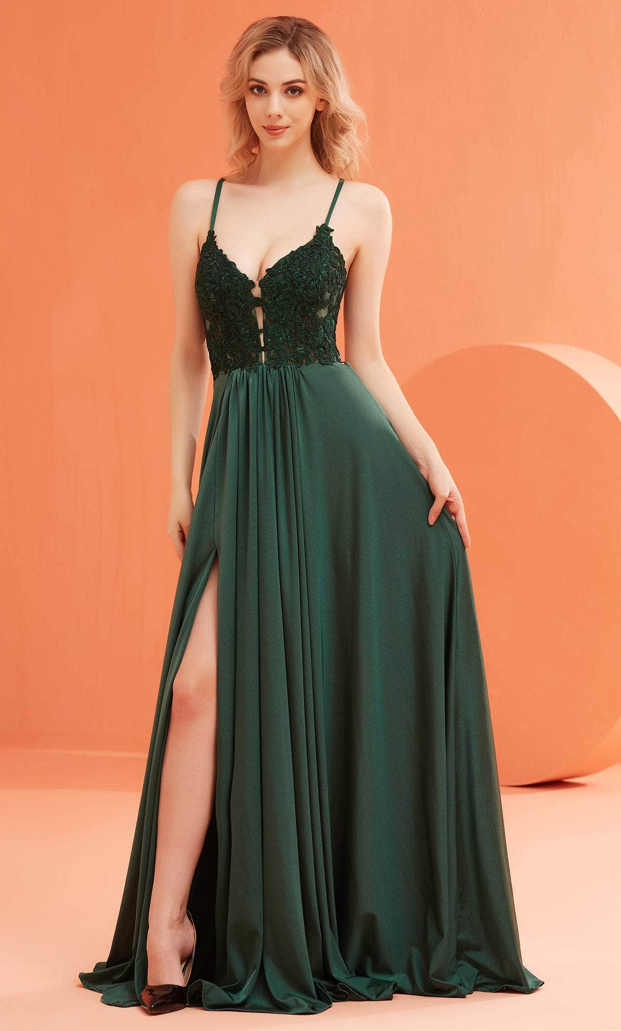 Image of J'Adore Dresses J22028 - Sheer Lace A-Line Evening Gown
