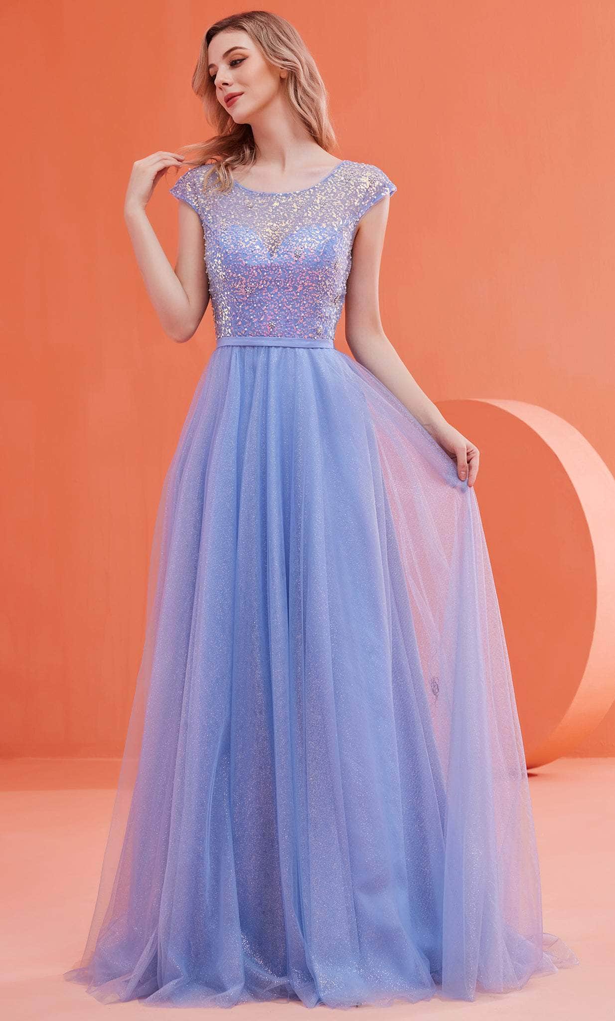Image of J'Adore Dresses J22041 - Cap Sleeve A-line Prom Dress
