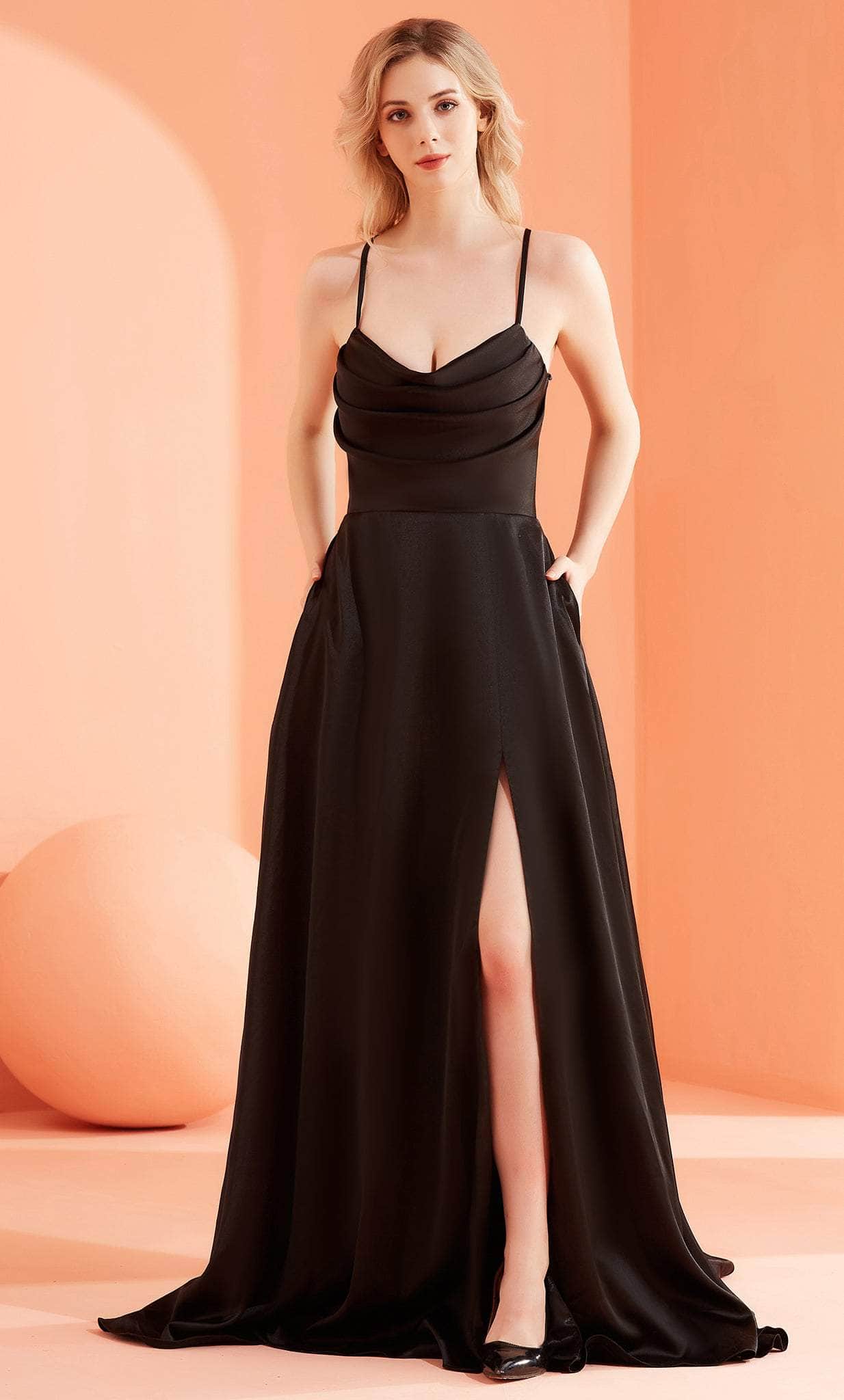 Image of J'Adore Dresses J22055 - Drape Neckline A-line Evening Dress