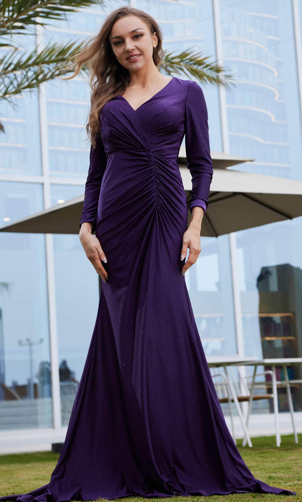 Image of J'Adore Dresses J23007 - Long Sleeve Mermaid Evening Dress