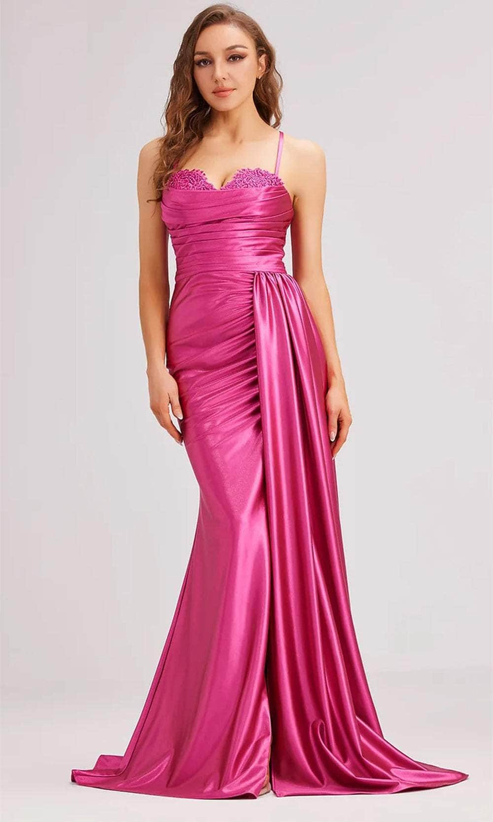 Image of J'Adore Dresses J23028 - Ruched Detailed Sleeveless Prom Gown