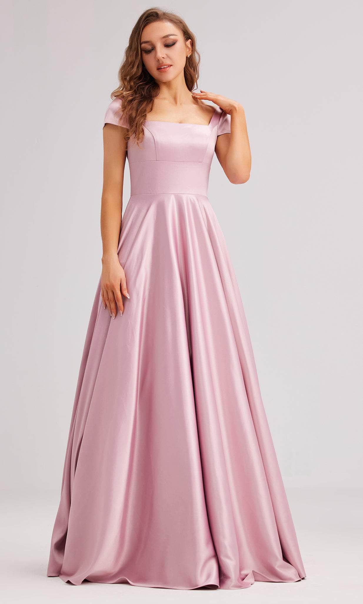 Image of J'Adore Dresses J23032 - Cap Sleeve Satin Evening Dress