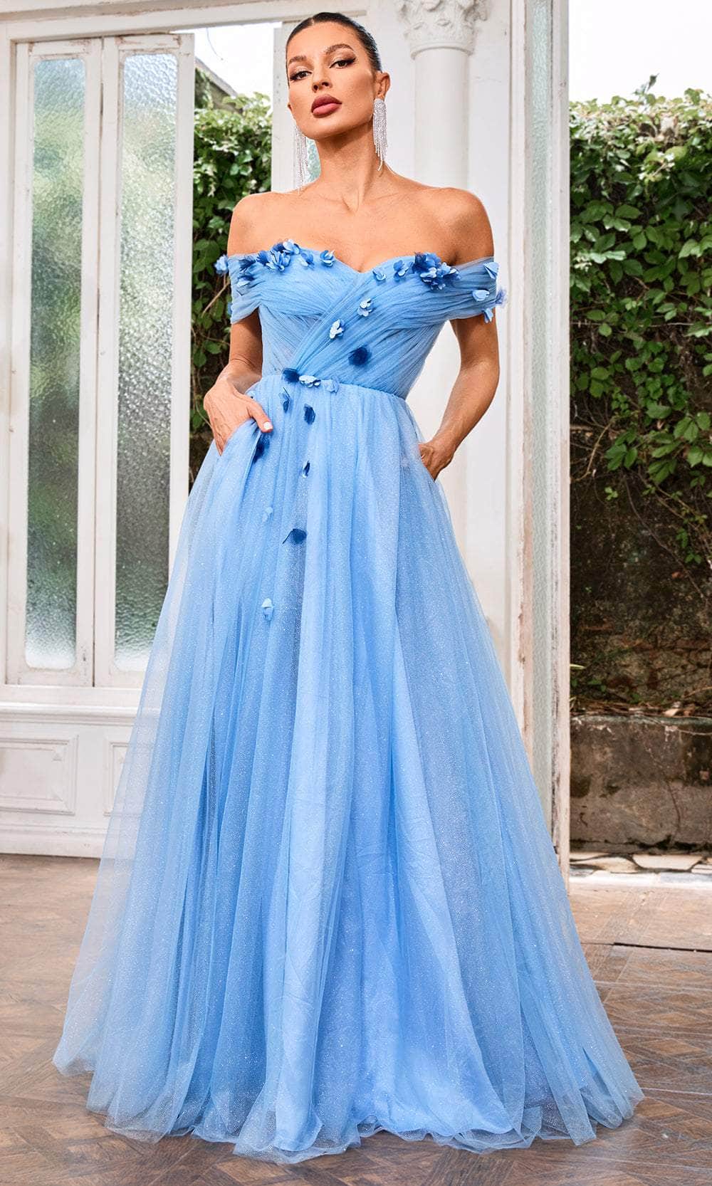 Image of J'Adore Dresses J24005 - Off Shoulder Tulle Prom Dress