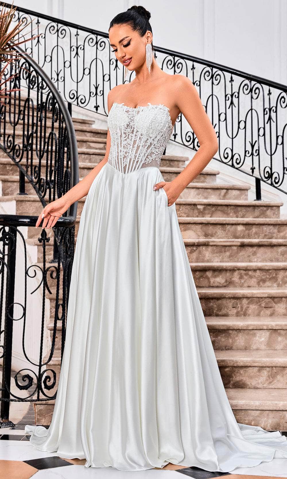 Image of J'Adore Dresses J24015 - Lace Detailed A-Line Prom Dress
