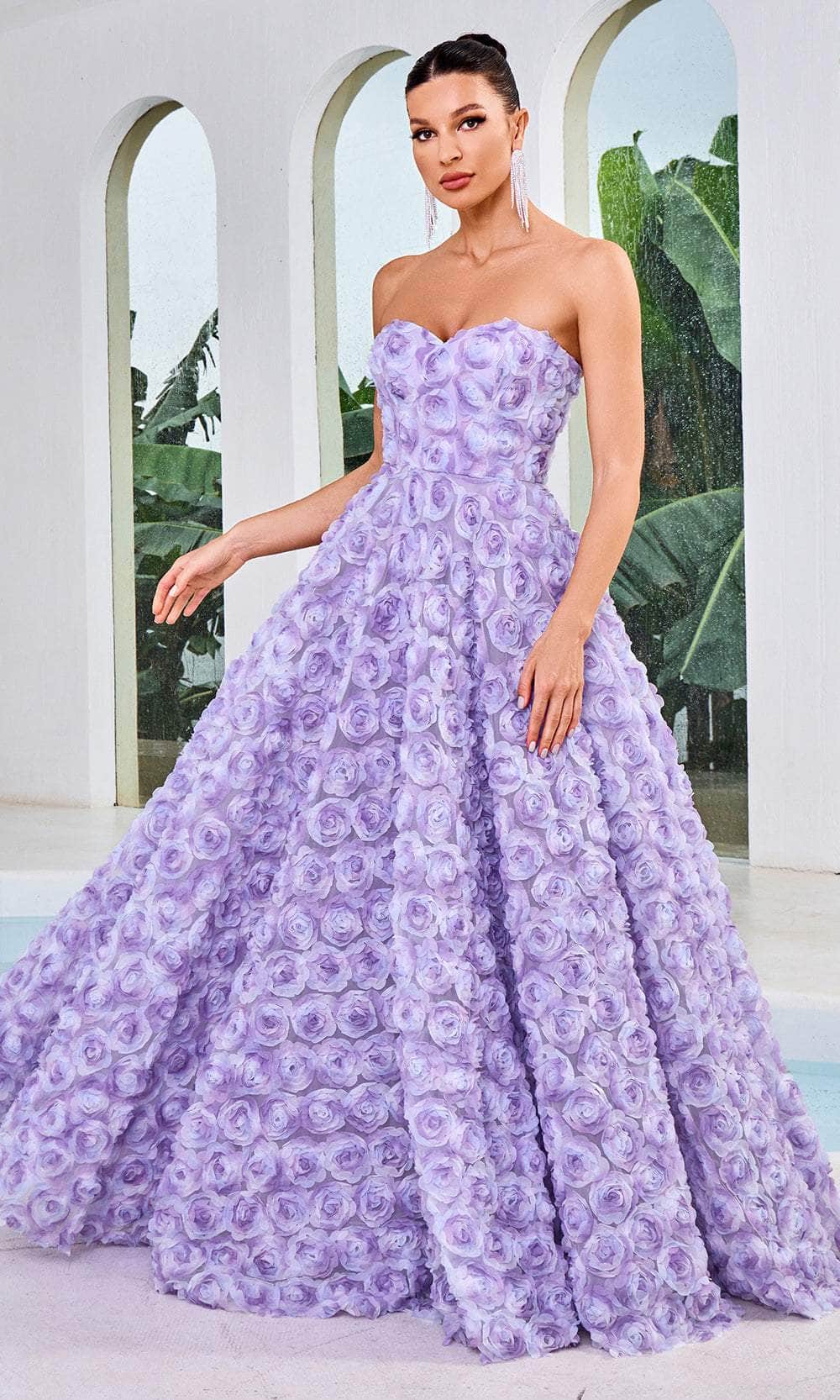 Image of J'Adore Dresses J24026 - Floral Textured Prom Dress