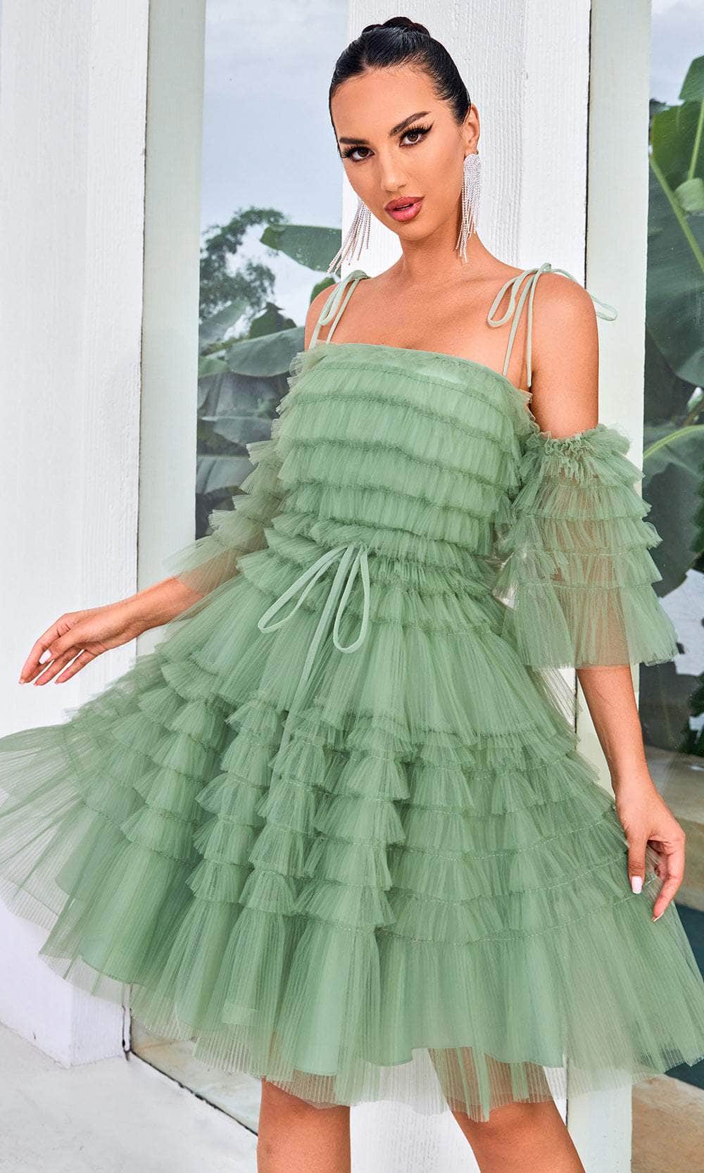Image of J'Adore Dresses J24087 - Ruffled Tiered A-Line Cocktail Dress