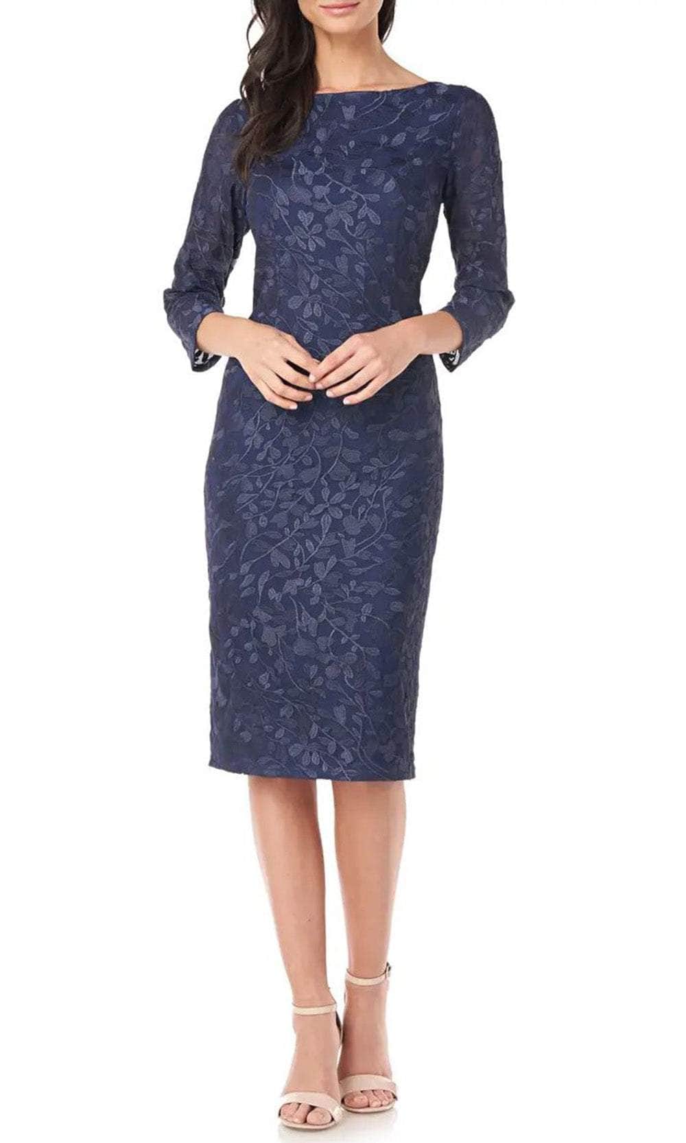 Image of JS Collections 8612939 - Quarter Sleeve Embroidered Dress