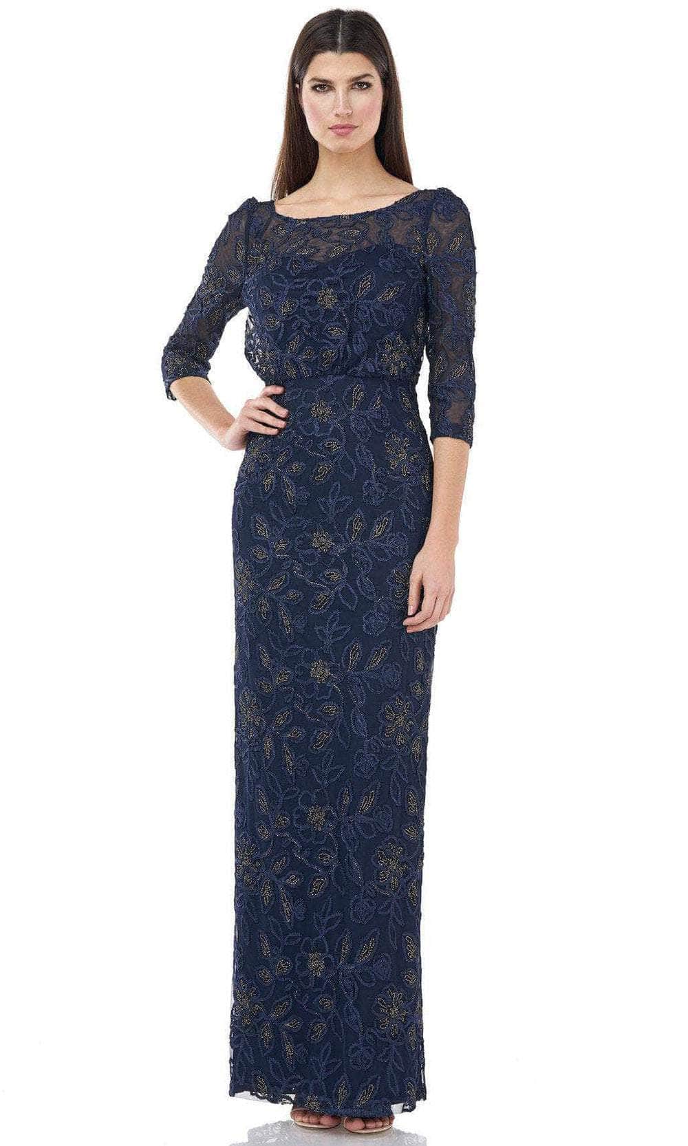 Image of JS Collections 867040 - Quarter Sleeved Embellished Long Dress