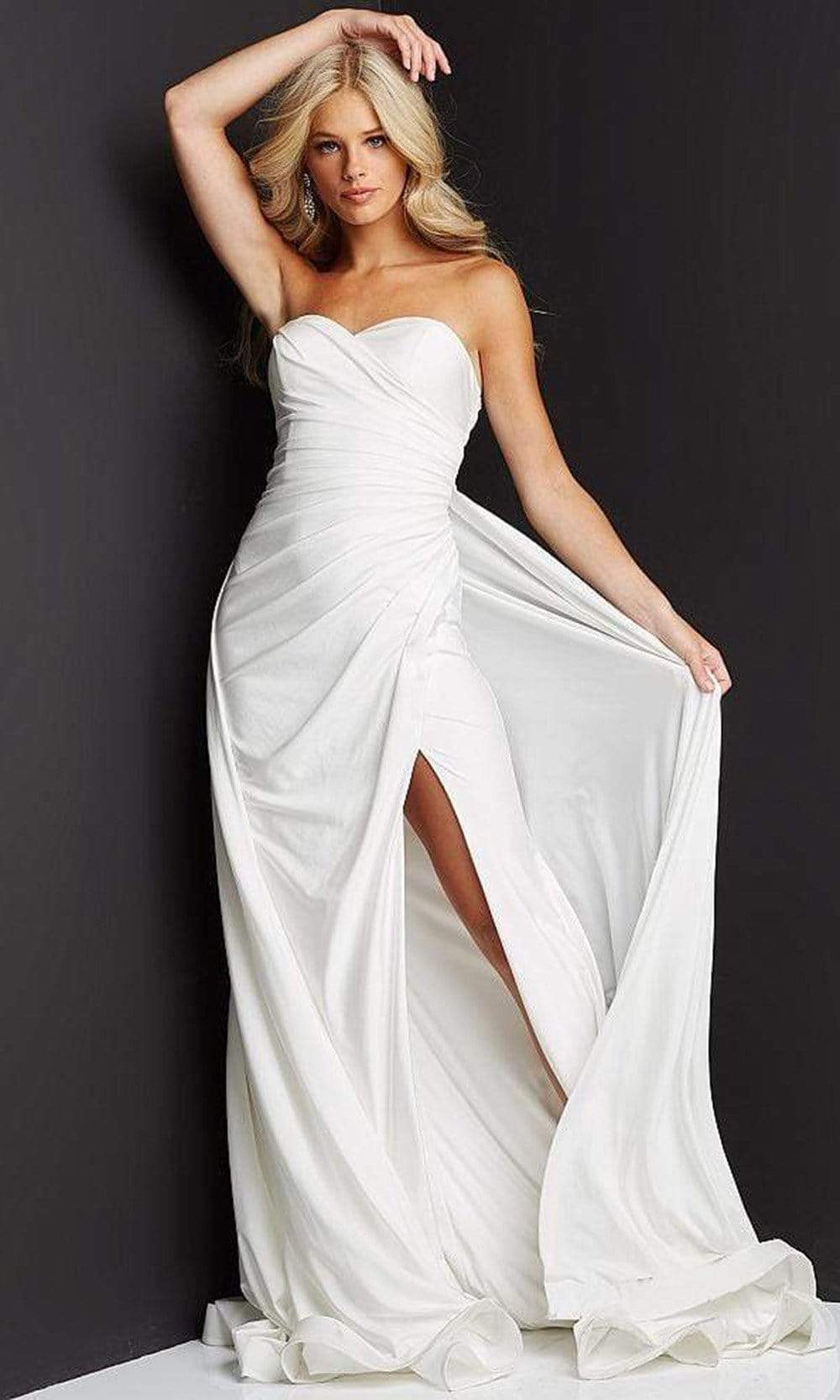 Image of JVN by Jovani - JVN07648 Strapless Soft Fab Pleated Gown
