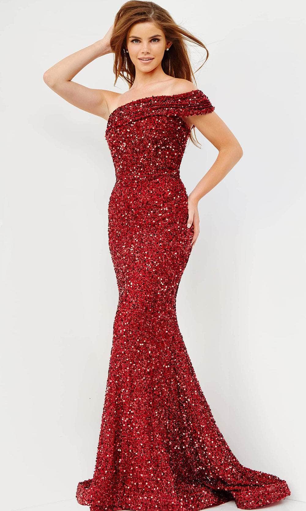 Image of JVN by Jovani JVN23116 - One Shoulder Sequin Prom Dress