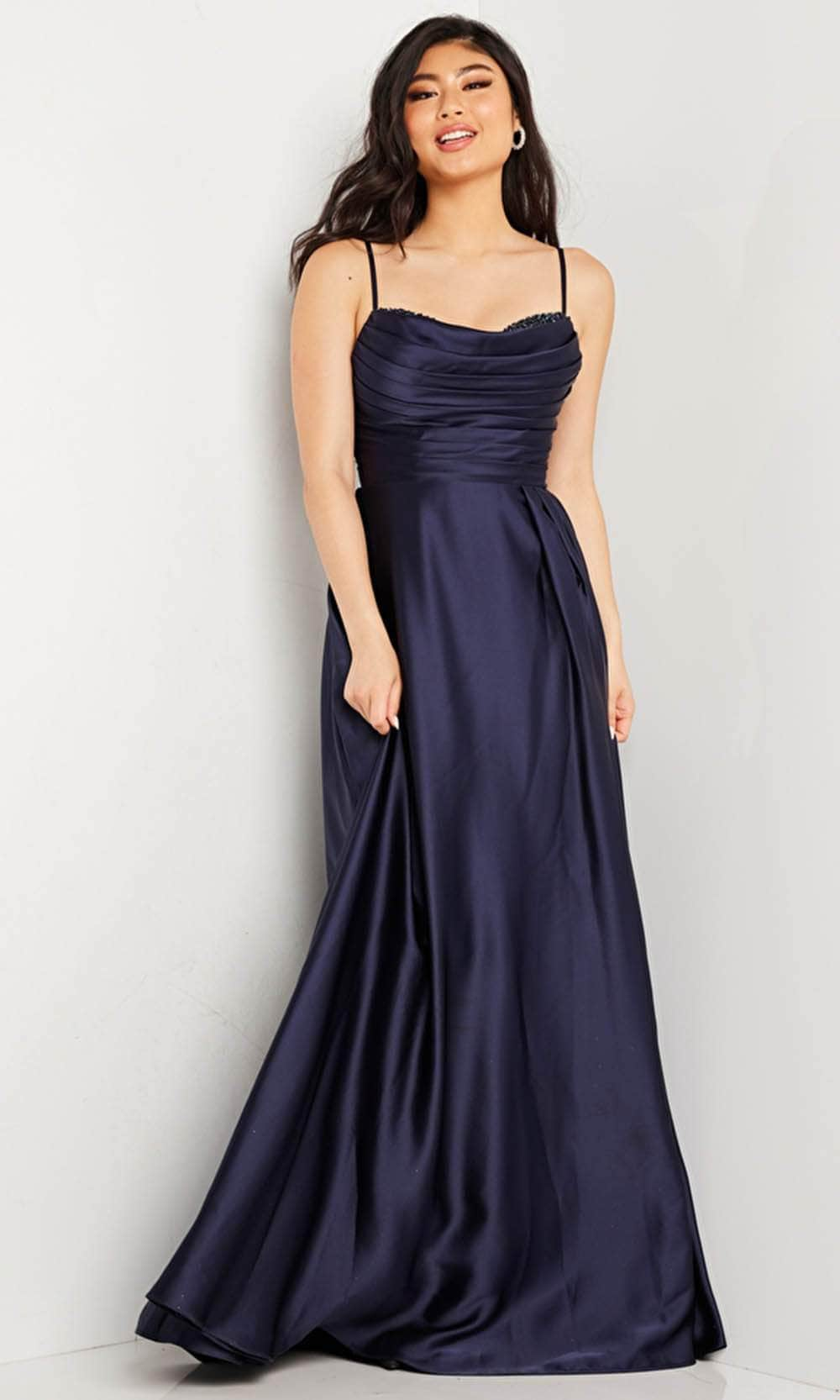 Image of JVN by Jovani JVN24333 - Sleeveless Pleated Detail Prom Dress