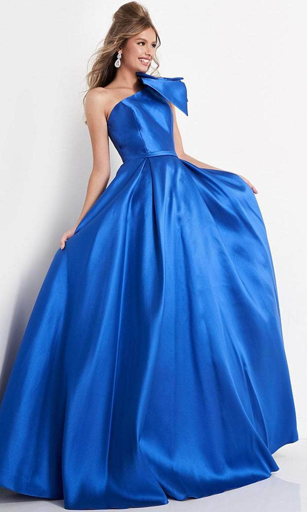 Image of JVN by Jovani - JVN4355 Bow Accented One Shoulder Ballgown