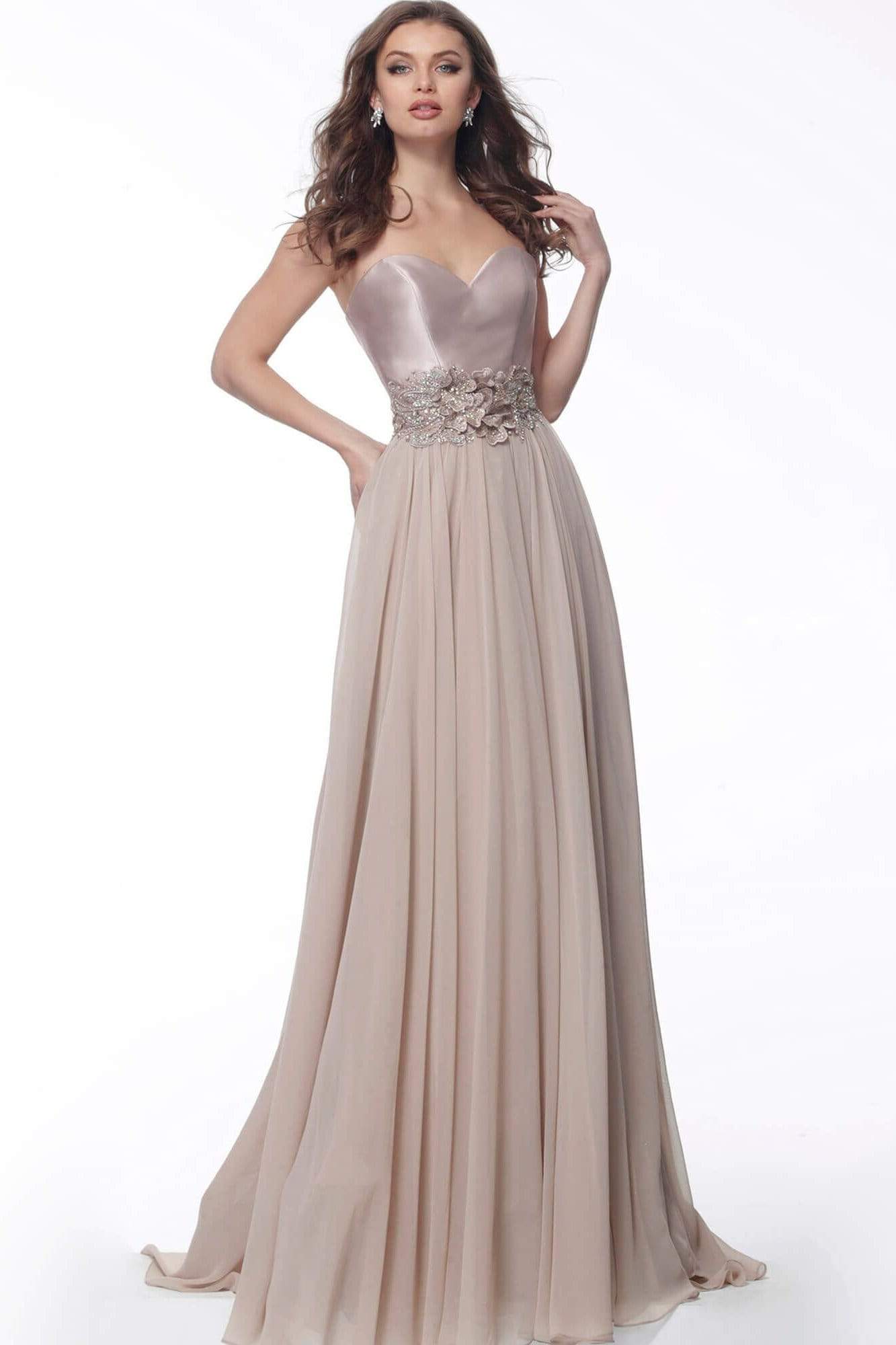 Image of JVN by Jovani - JVN62406 Sweetheart Pleated A-Line Evening Dress
