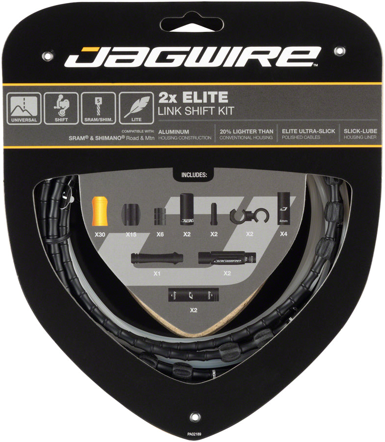Image of Jagwire 2x Elite Link Shift Cable Kit SRAM/Shimano with Polished Ultra-Slick Cables Black
