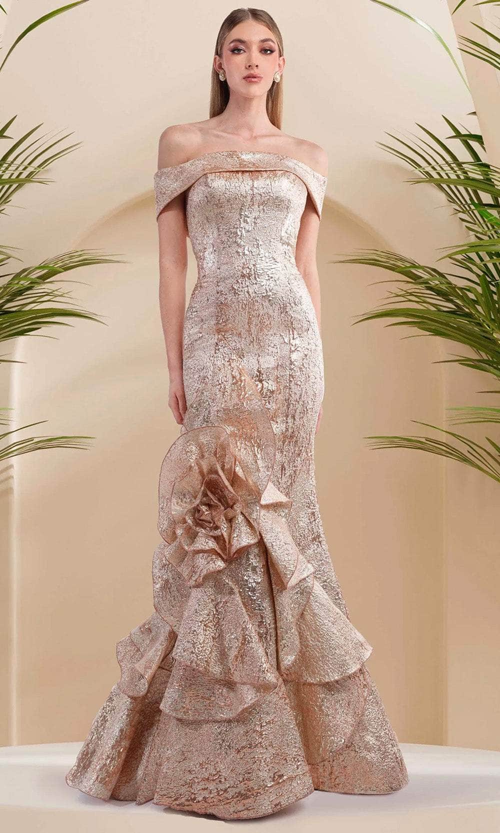 Image of Janique 24983 - Straight Off-Shoulder Mermaid Gown