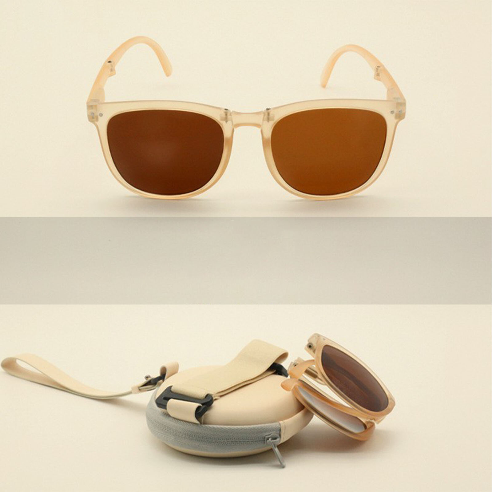 Image of Jassy Unisex Oval Frame Foldable UV Blocking Simple Fashion Lightweight Boxed Sunglasses
