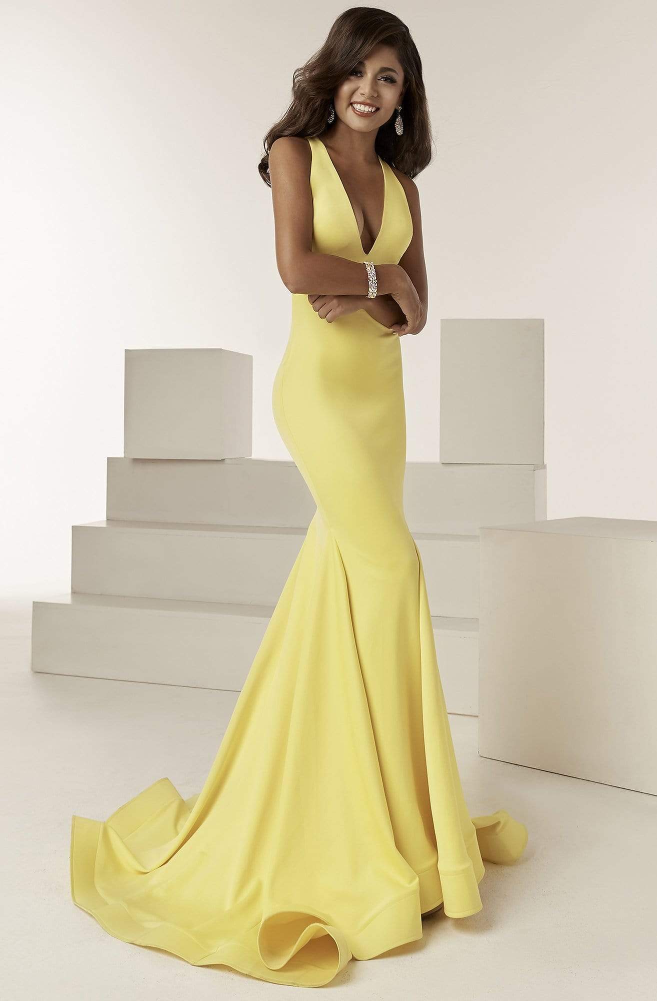 Image of Jasz Couture - 6222 Sleeveless Plunging V-Neck Mermaid Gown