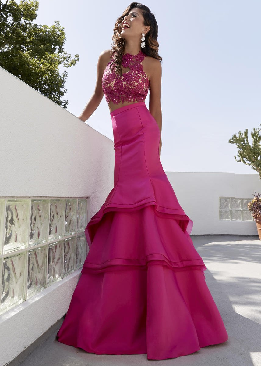 Image of Jasz Couture - 6293 Two Piece Floral Ruffled Mermaid Gown