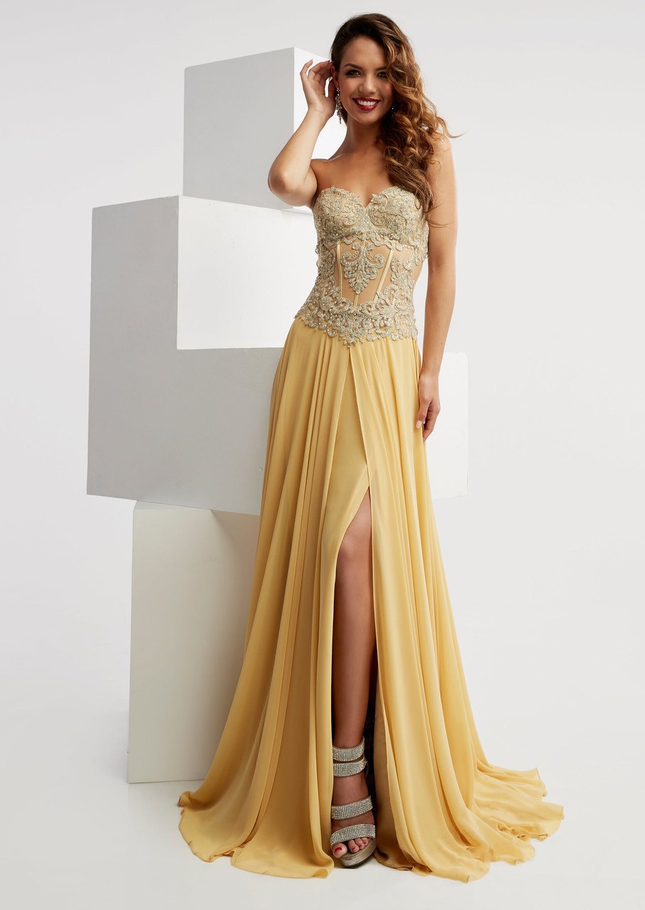 Image of Jasz Couture - Appliqued Corset Gown 6019
