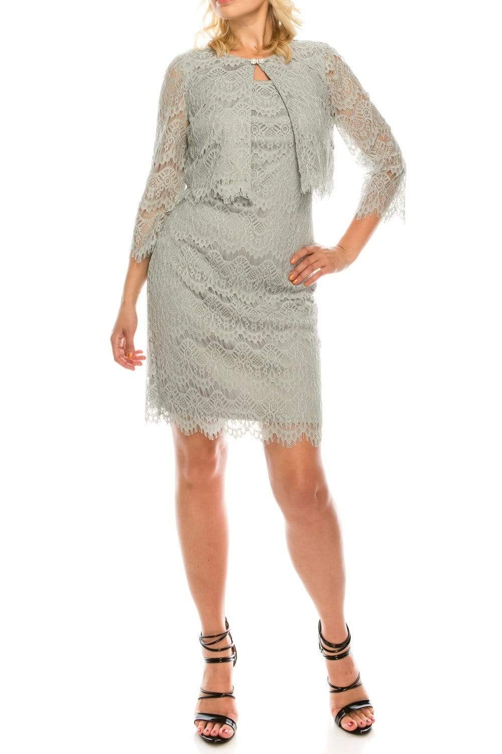 Image of Jessica Howard - JH8M5167 Two Piece Lace Fitted Dress With Jacket
