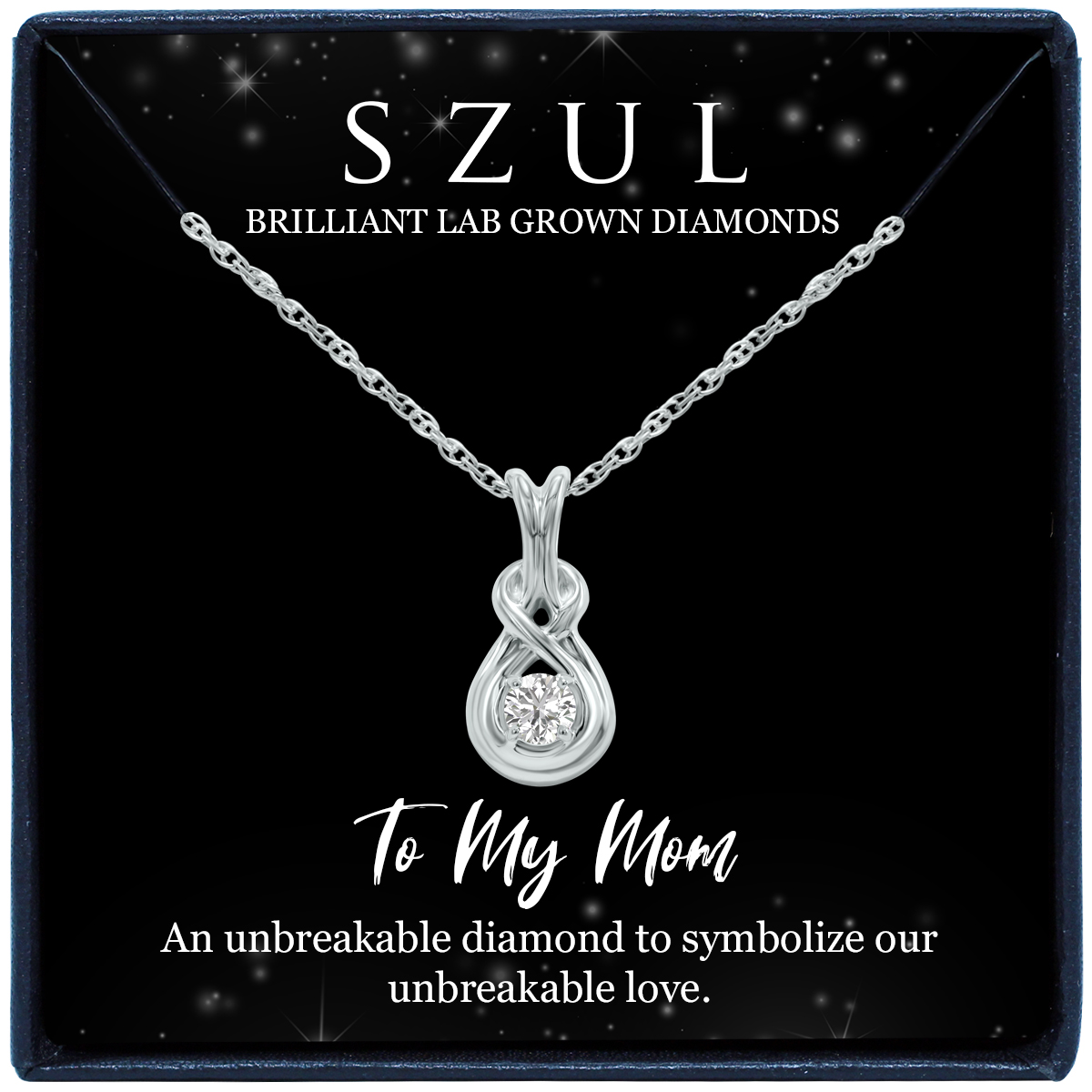 Image of Jewelry Gift For Mom - 1/10 Carat TW Lab Grown Round Diamond Love Knot Solitaire Pendant in925 Sterling Silver (F-G Color VS1-VS2 Clarity)