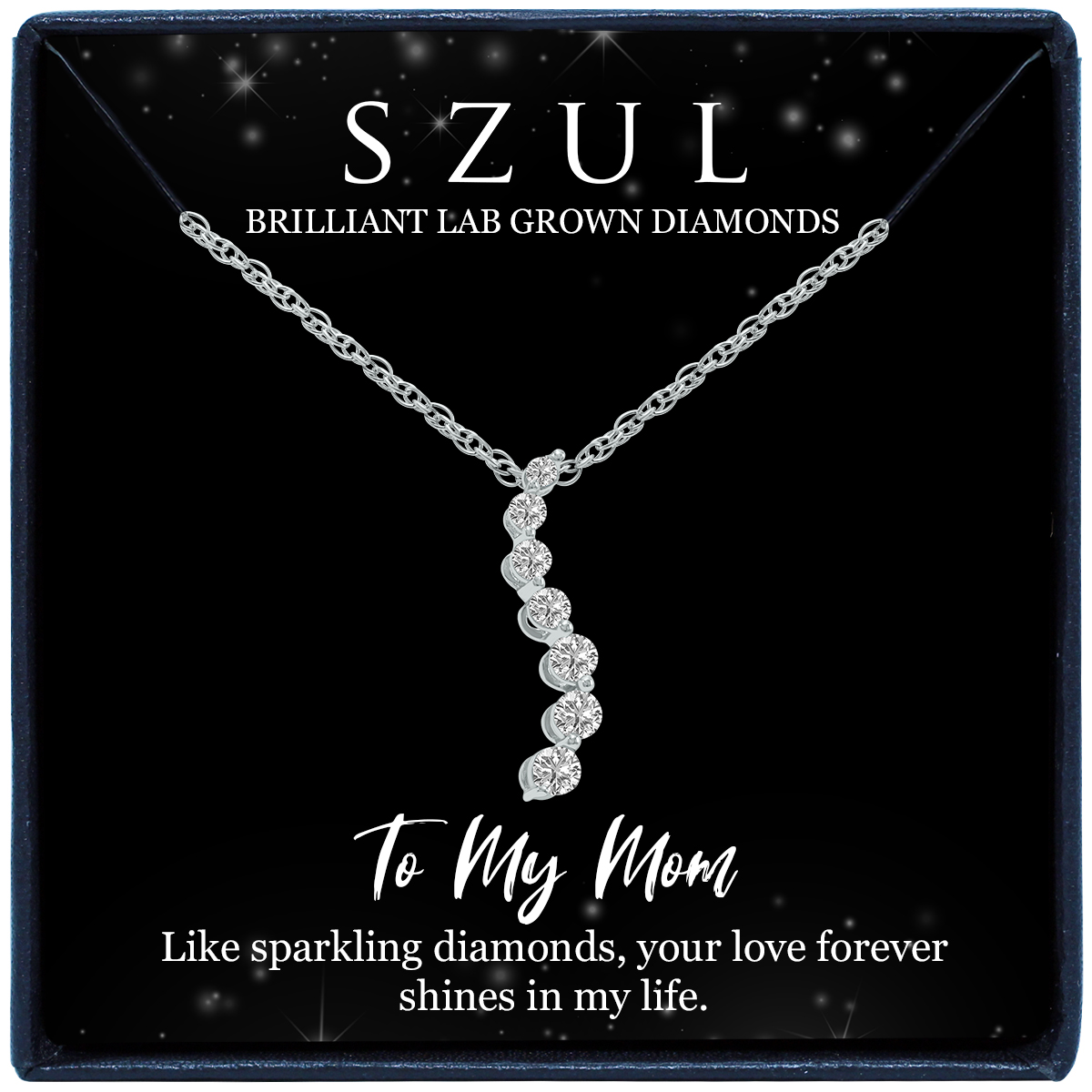 Image of Jewelry Gift For Mom - 1/4 Carat TW Lab Grown Diamond Journey Pendant in925 Sterling Silver
