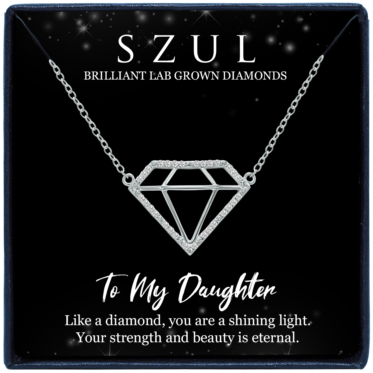Image of Jewelry Gift for Your Daughter - 1/7 Carat TW Lab Grown Diamond Necklace in925 Sterling Silver (Diamond Color F-G Clarity VS1-VS2)