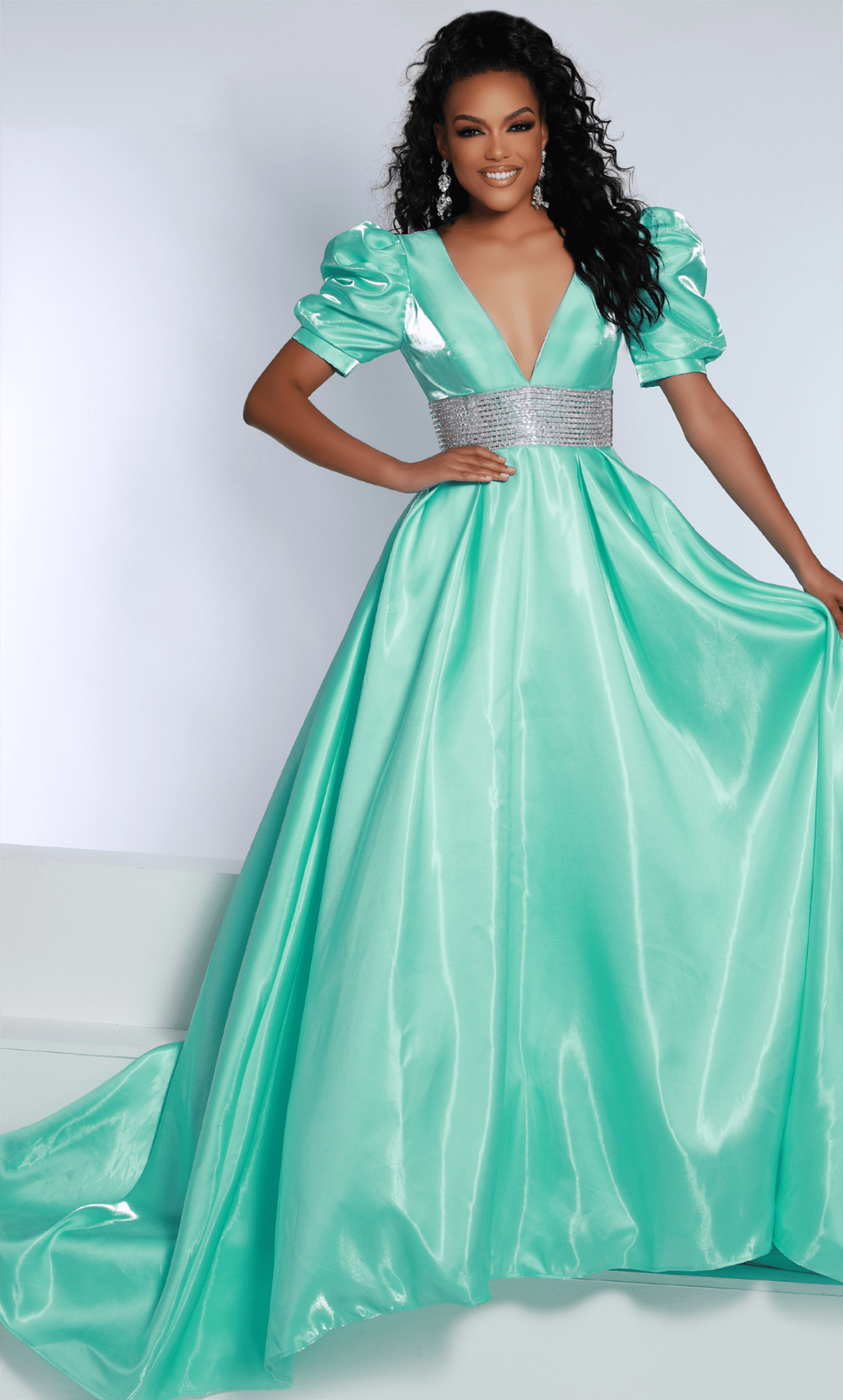 Image of Johnathan Kayne 2692 - Short Puff Sleeve Ballgown