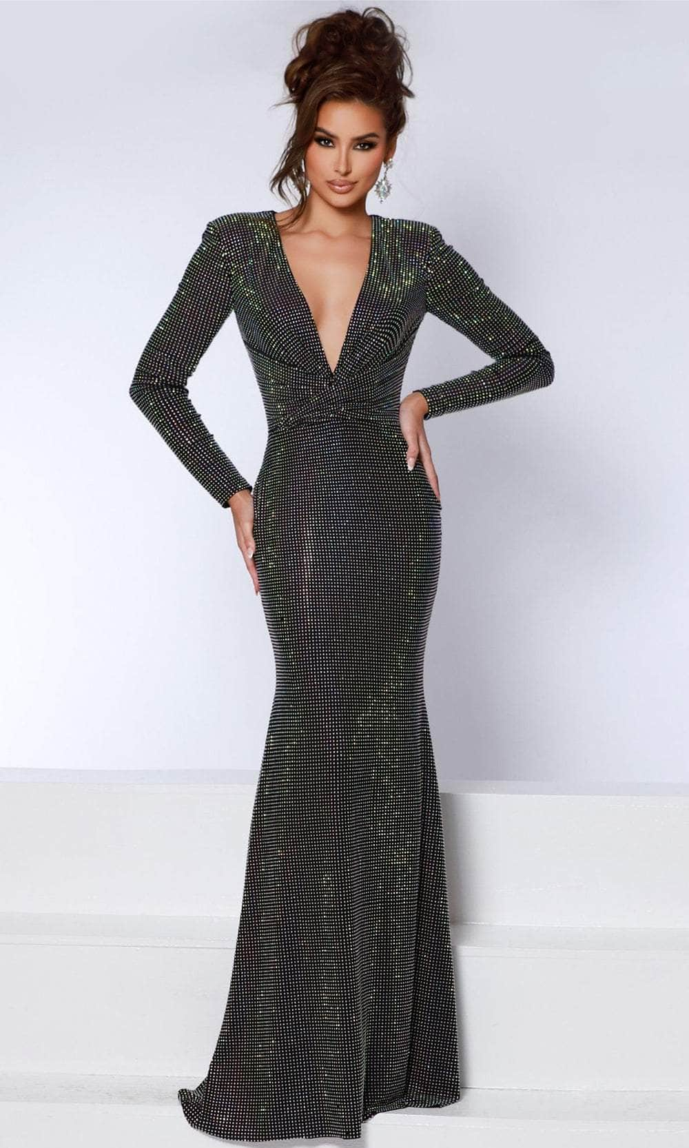 Image of Johnathan Kayne 2901 - Beaded V-Neck Evening Dress