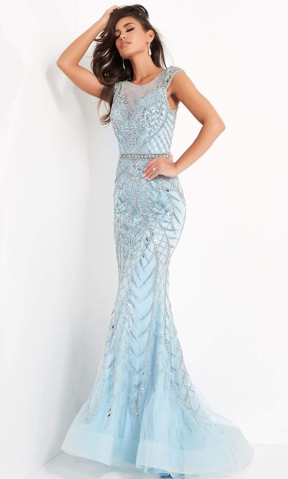 Image of Jovani - 02336 Embellished Scoop Neck Trumpet Dress