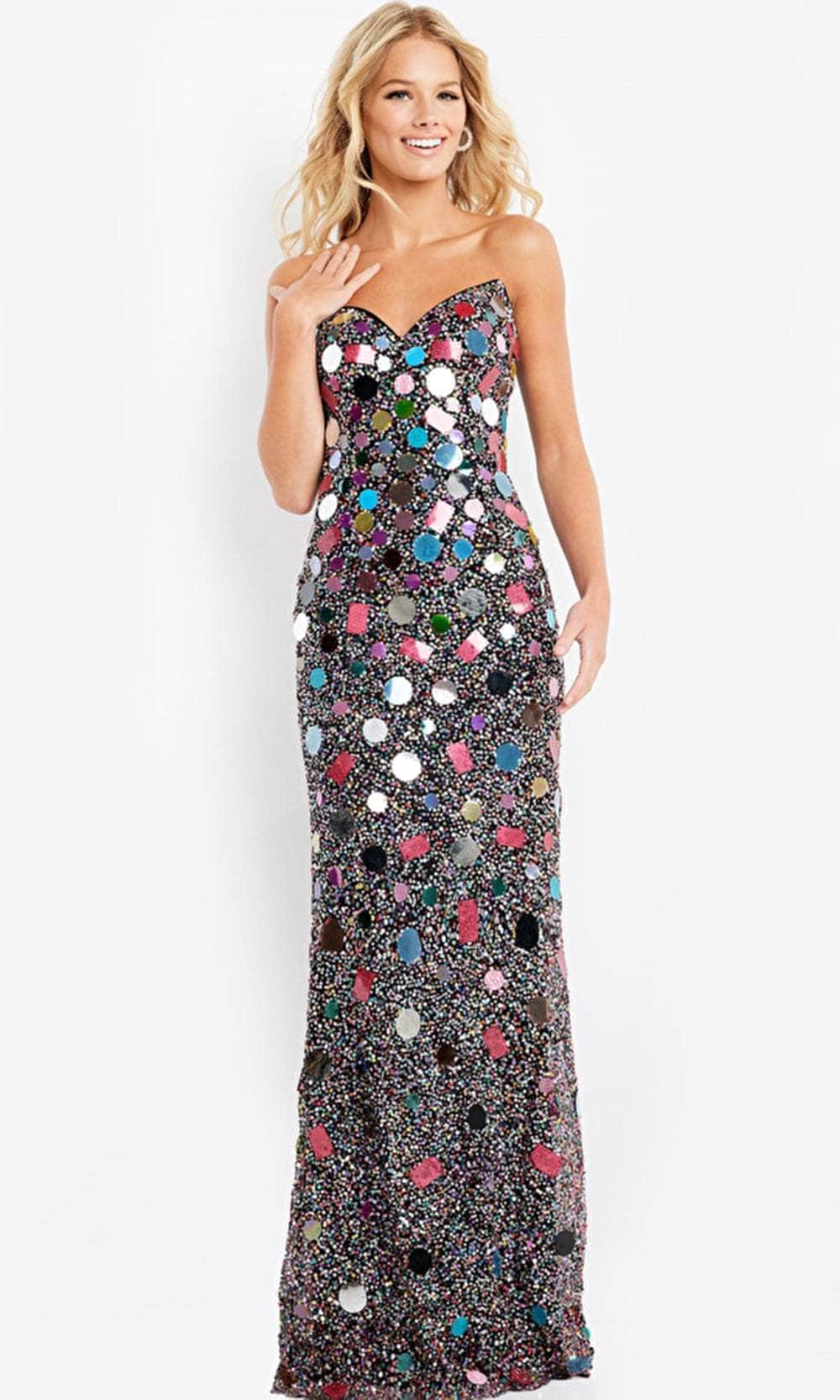 Image of Jovani 03404 - Reflective Embellished Strapless Gown