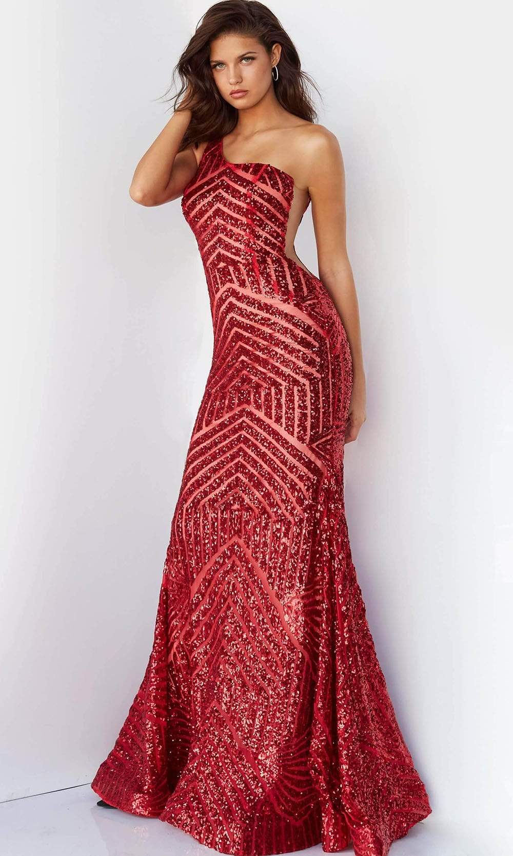 Image of Jovani - 06017 Geometric Sequined Gown