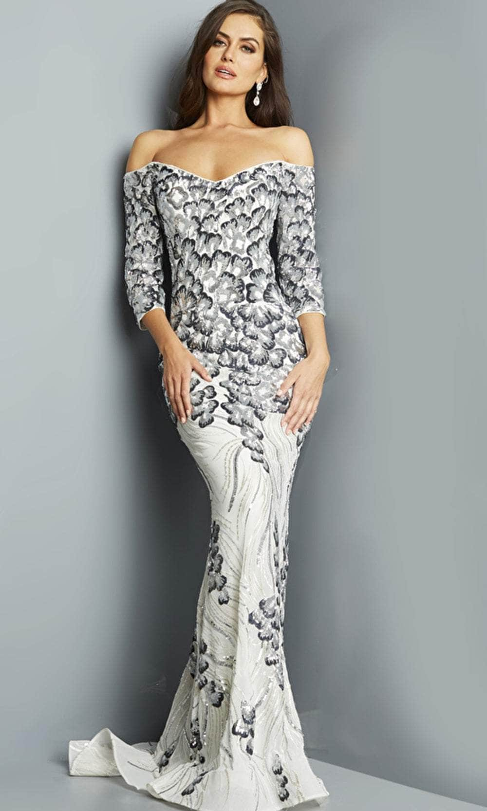 Image of Jovani 07446 - Sequin Off Shoulder Evening Dress