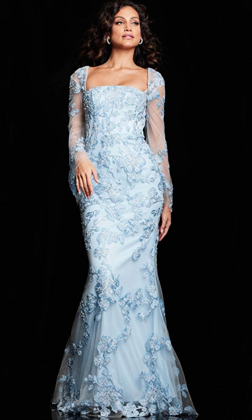 Image of Jovani 220520 - Straight-Across Neck Embroidered Dress