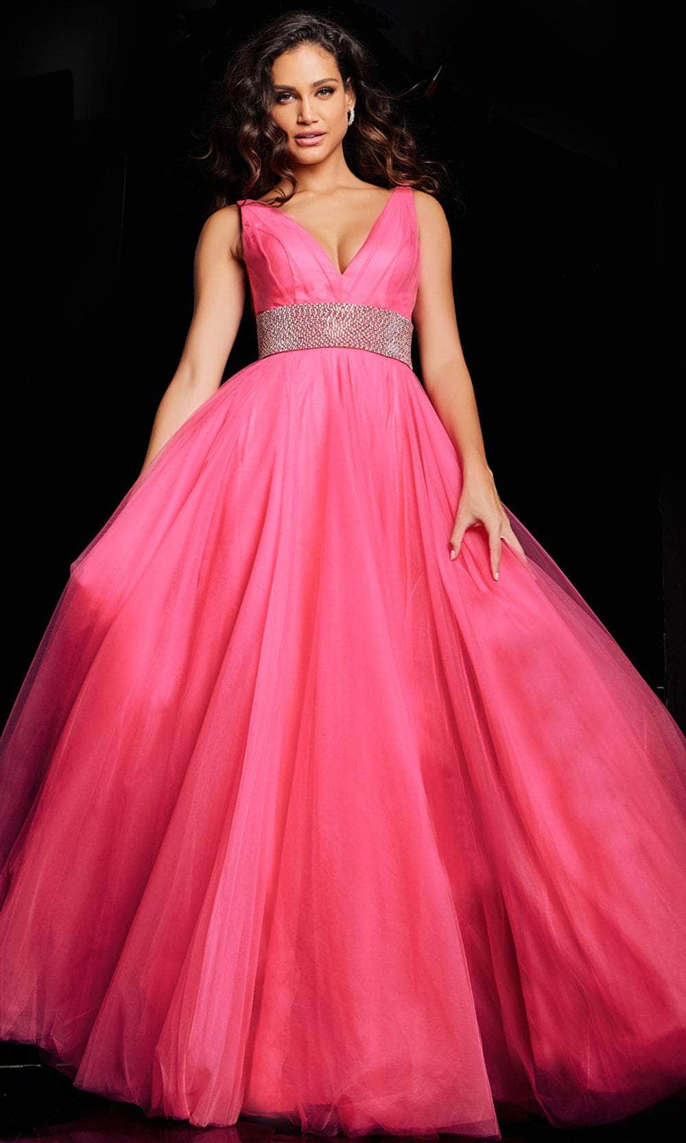 Image of Jovani 24564 - Sleeveless Tulle Prim Dress with Slit